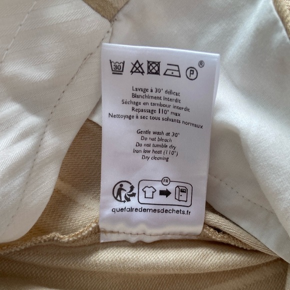 Sezane Rodriguo Linen Trouser Pleated Wide Leg Pants Tan Cream EU 34 US 4 - Picture 8 of 17